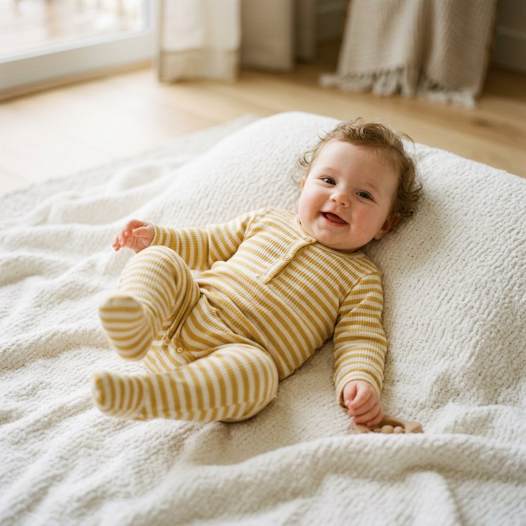 Organic Cotton Striped Baby Romper
