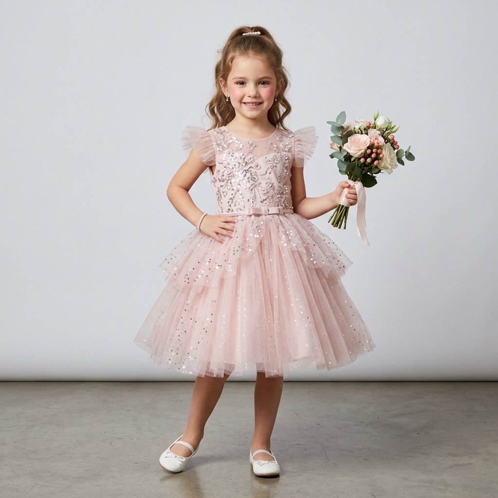 Princess Sequined Pink Tulle Frock